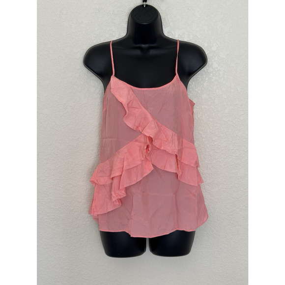 Banana Republic Womens Top Silk Ruffle Cami Small Blouse Fairy Flowy Summer - Picture 2 of 8